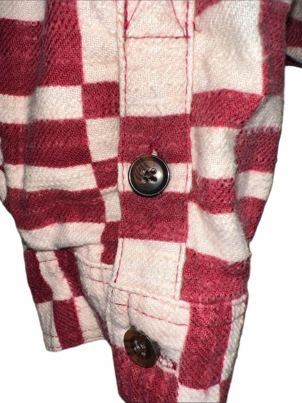 BDG Red and Cream Geometric Shacket, Size SP, (0033) - Picture 5 of 12